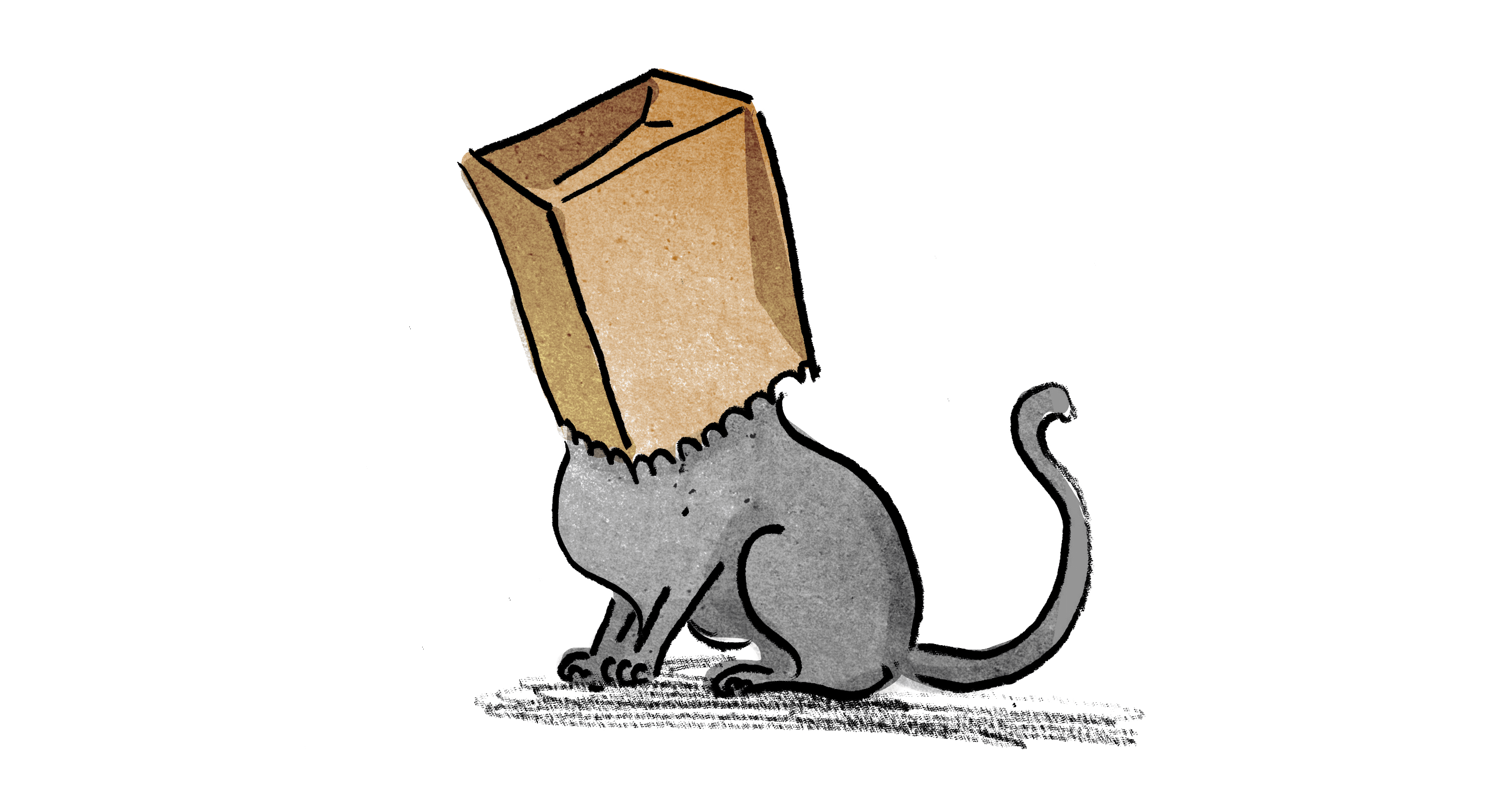 A cat looking inside a paper bag