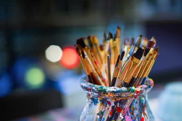 February half-term: pot of paintbrushes