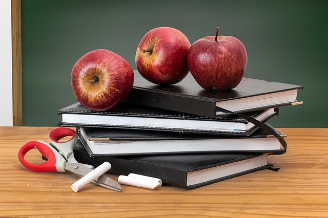online tutoring: apples on books