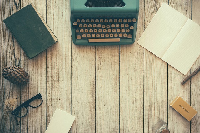 productivity: type writer on desk