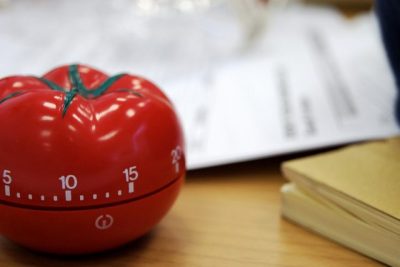 tomato timer being used with the pomodoro technique